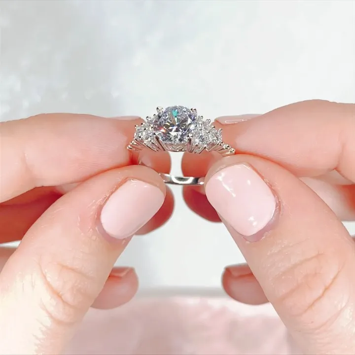925 Sterling Silver Round Cut Perfect Gems Ring