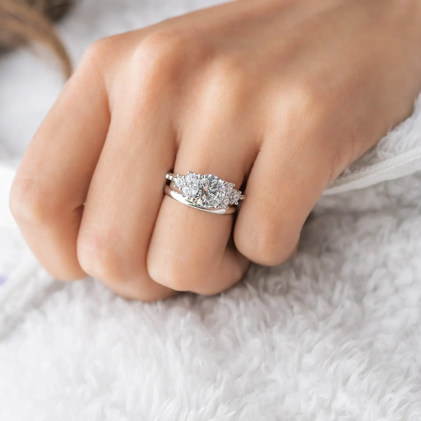 925 Sterling Silver Round Cut Perfect Gems Ring