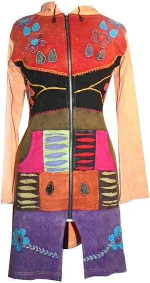 Agan Traders Women's 2025 Summer Bohemian Patch Distressed Rib Outwear Long Coat Jacket