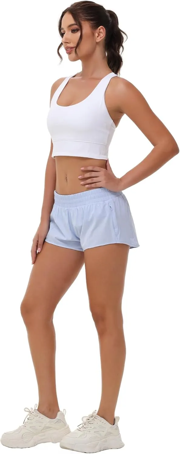 Aurefin Lightweight Athletic Shorts for Women, Quick Dry Running Shorts with Zip Pocket and Liner Womens Gym Workout Shorts
