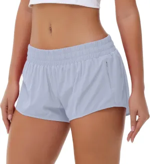 Aurefin Lightweight Athletic Shorts for Women, Quick Dry Running Shorts with Zip Pocket and Liner Womens Gym Workout Shorts