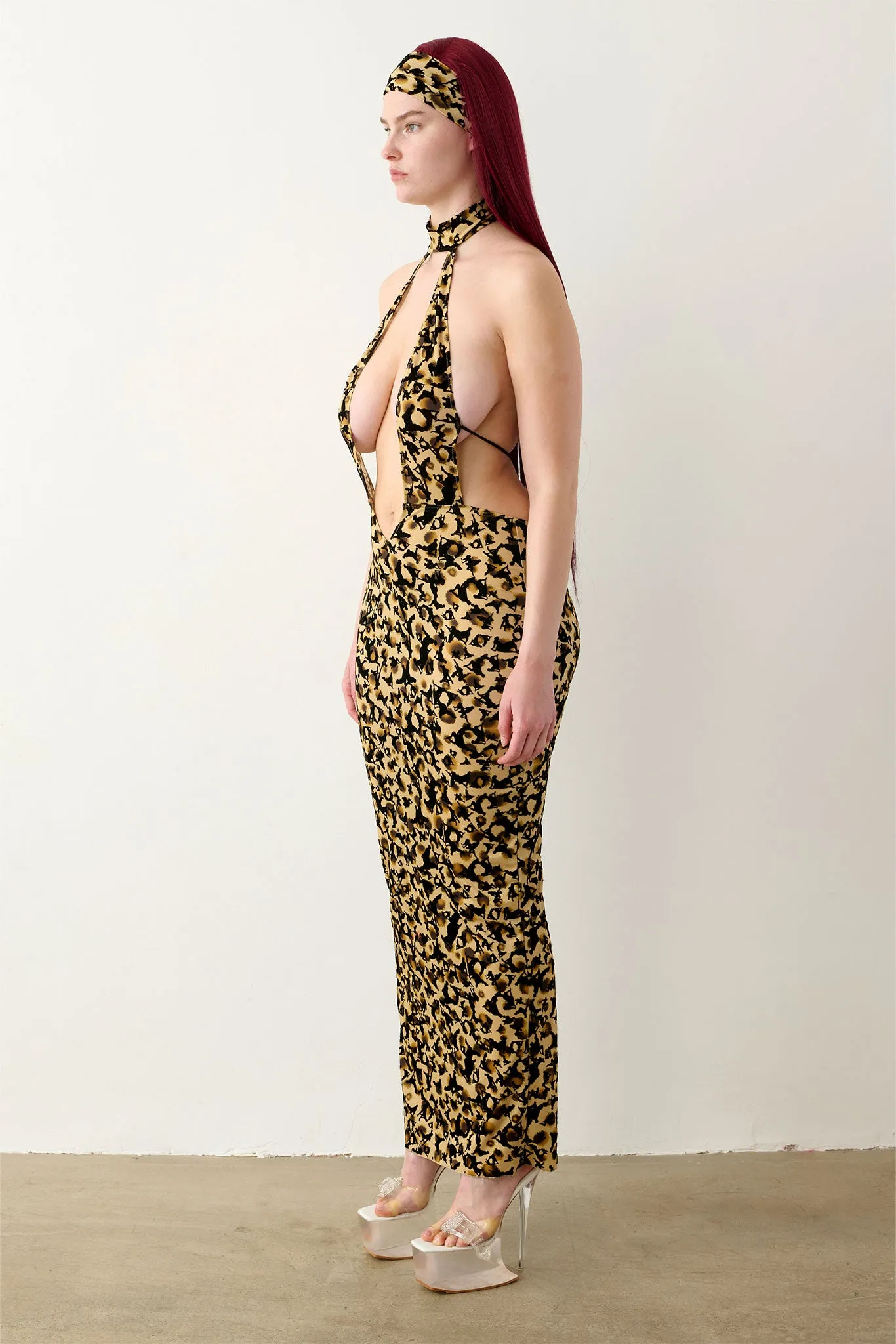 Bare Dress Beige Leopard Print
