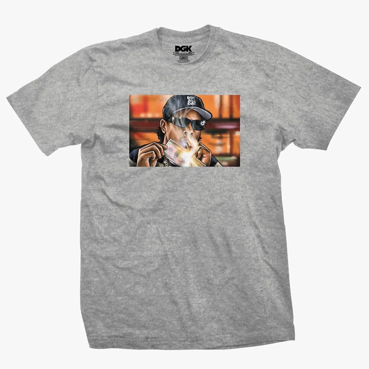 DGK T SHIRT - BURNIN - ATHLETIC HEATHER
