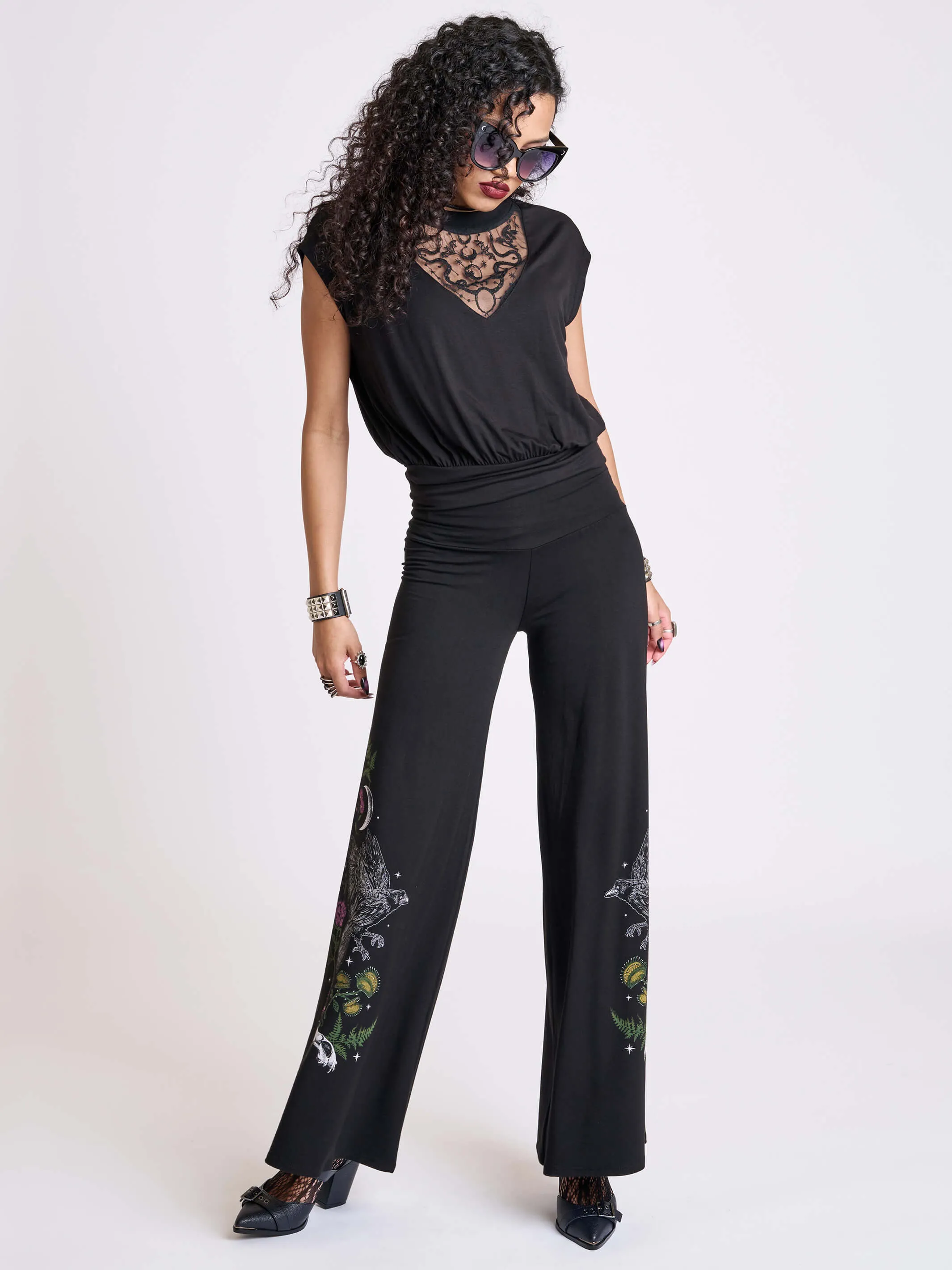 Embroidered Snake Blouson Top