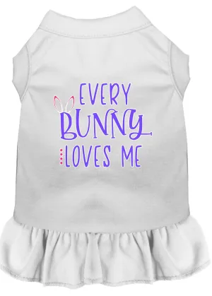 Every Bunny Loves Me Screen Print Dog Dress White Med (12)