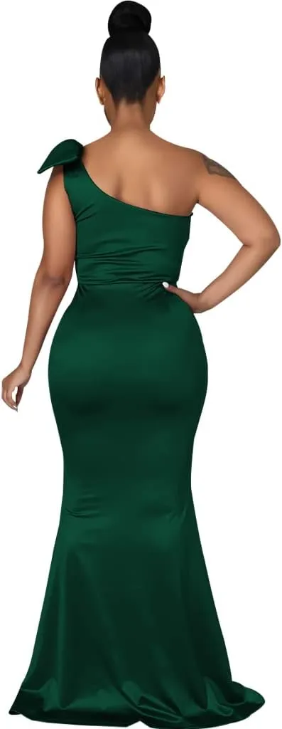 FairyLove Women's One Shoulder Sleeveless Formal Ruched Bodycon Fashion Dress Belted Cocktail Dresses