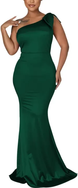 FairyLove Women's One Shoulder Sleeveless Formal Ruched Bodycon Fashion Dress Belted Cocktail Dresses