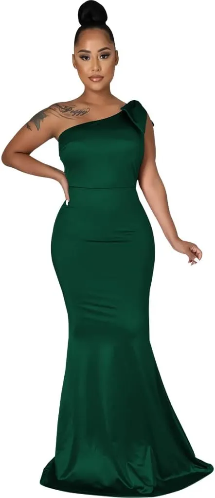 FairyLove Women's One Shoulder Sleeveless Formal Ruched Bodycon Fashion Dress Belted Cocktail Dresses