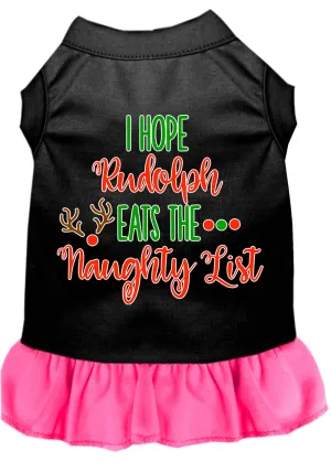 Hope Rudolph Eats Naughty List Screen Print Dog Dress Black With Bright Pink Xxxl