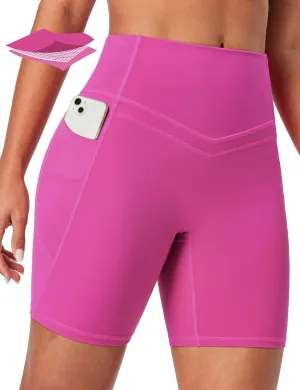 IUGA Tummy Control Biker Shorts Women with Pockets Workout Gym Shorts High Waisted Yoga Running Compression Shorts Spandex