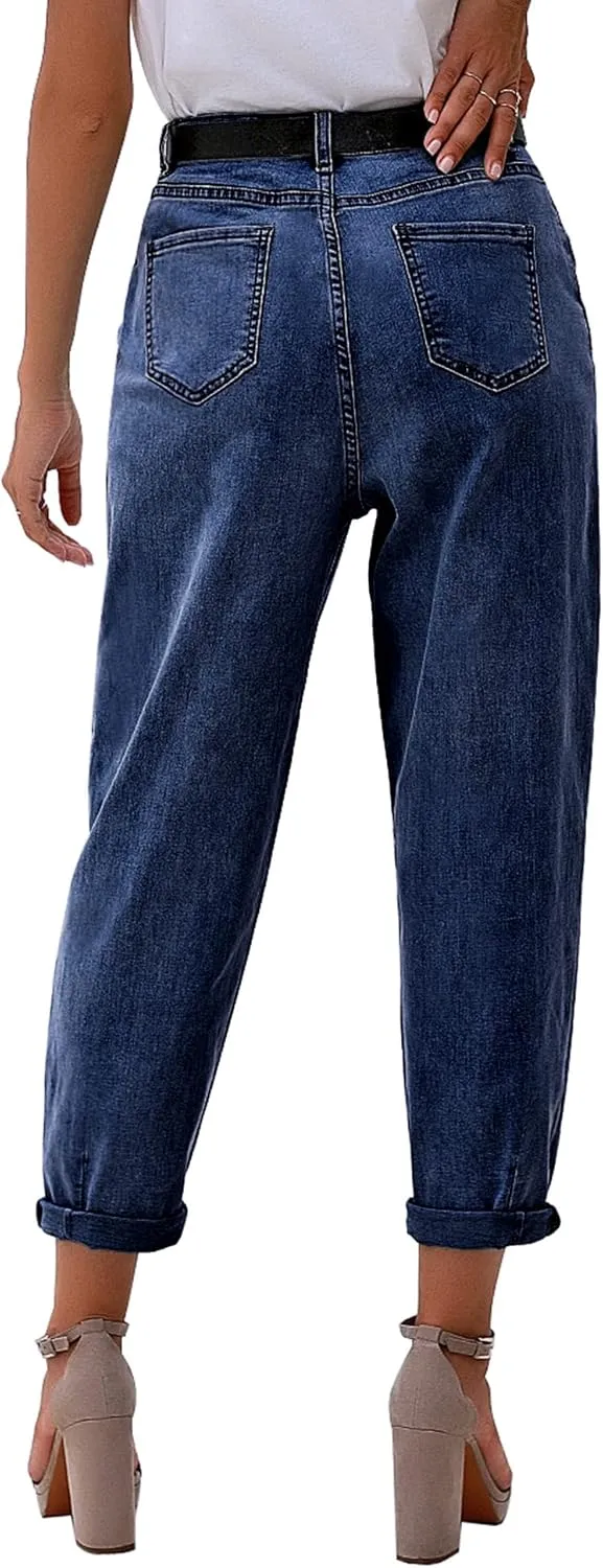 luvamia Mom Jeans for Women Trendy High Waisted Stretchy Loose Jeans for Women Denim Pants