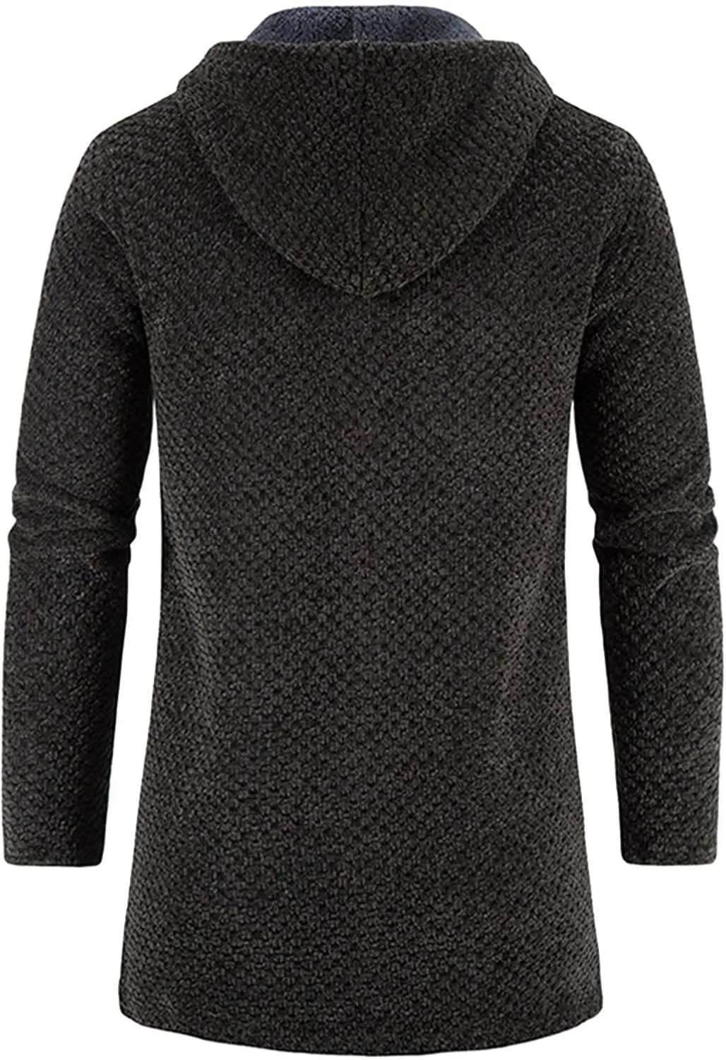 Mens Long Hooded Cardigan 2023 Winter Warm Sweater Coat Lightweight Knit Jacker Full Zip Up Drape Cape Overcoat with Pockets