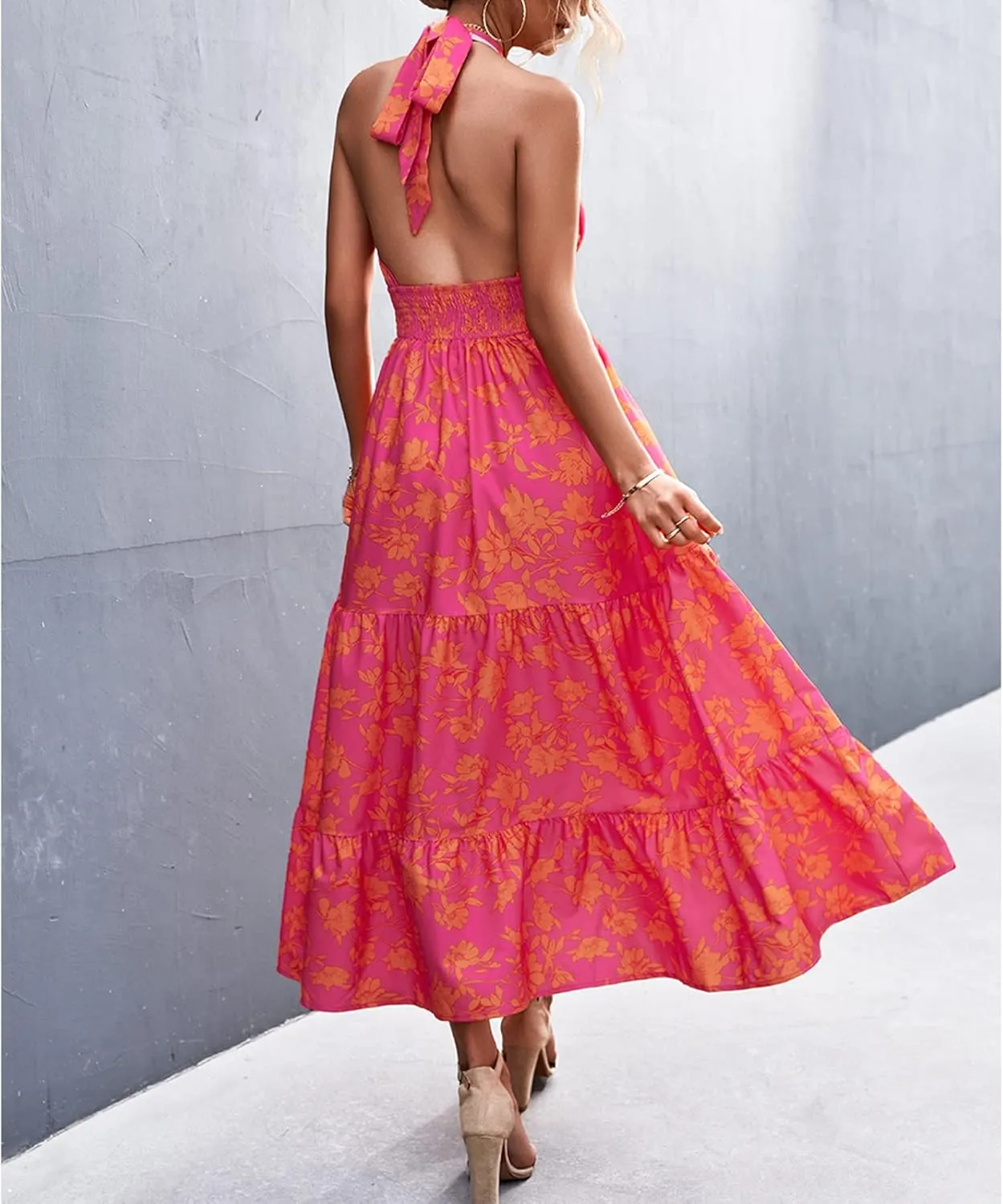 Off Shoulder Boho Floral Swing Mini Dress Summer Strapless Pleated Short Dress