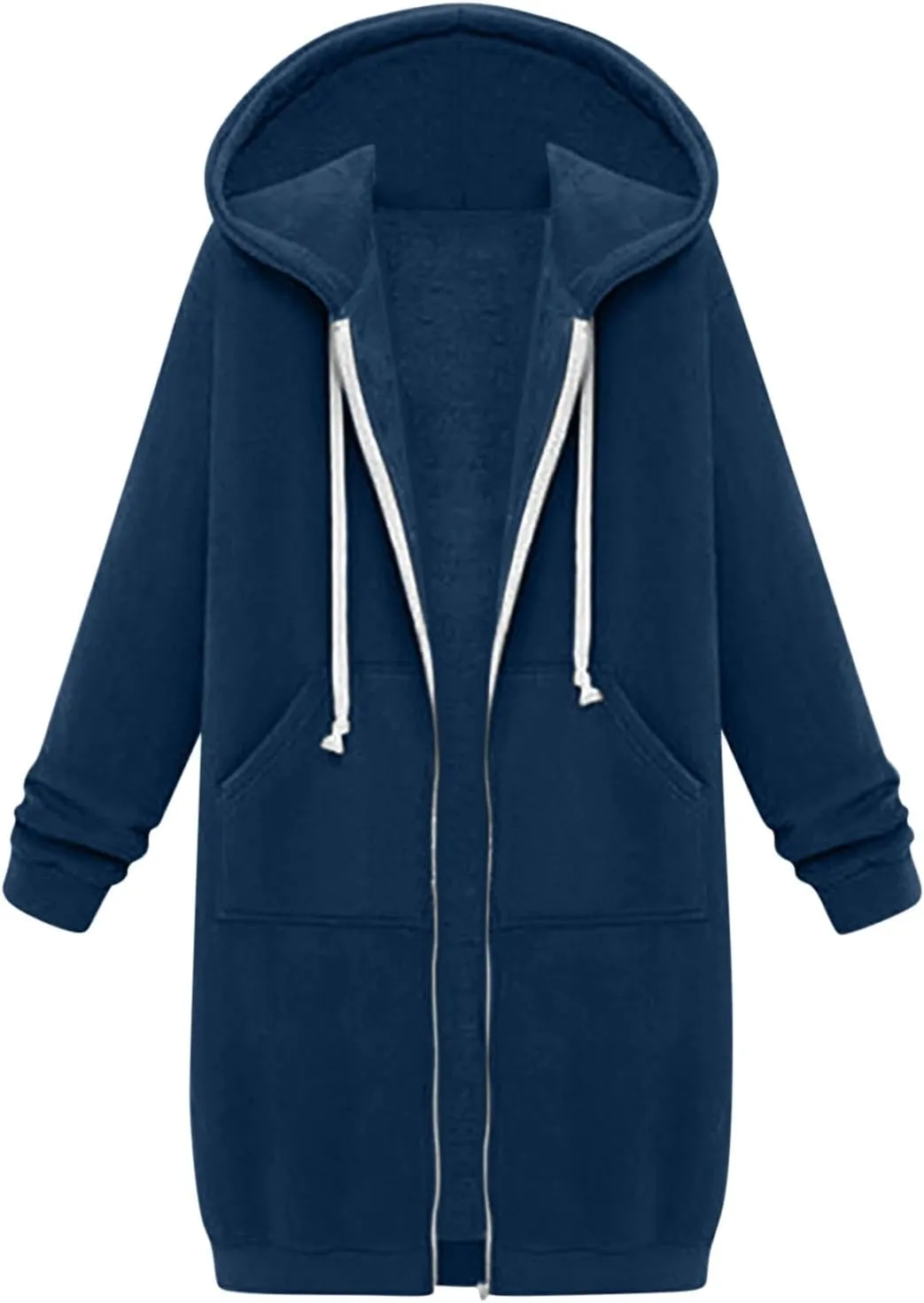 Oversized Hoodies for Women Zip Up Knee Length Tunic Sweatshirts Casual Long Sleeve Spring Hooded Jackets With Pocket