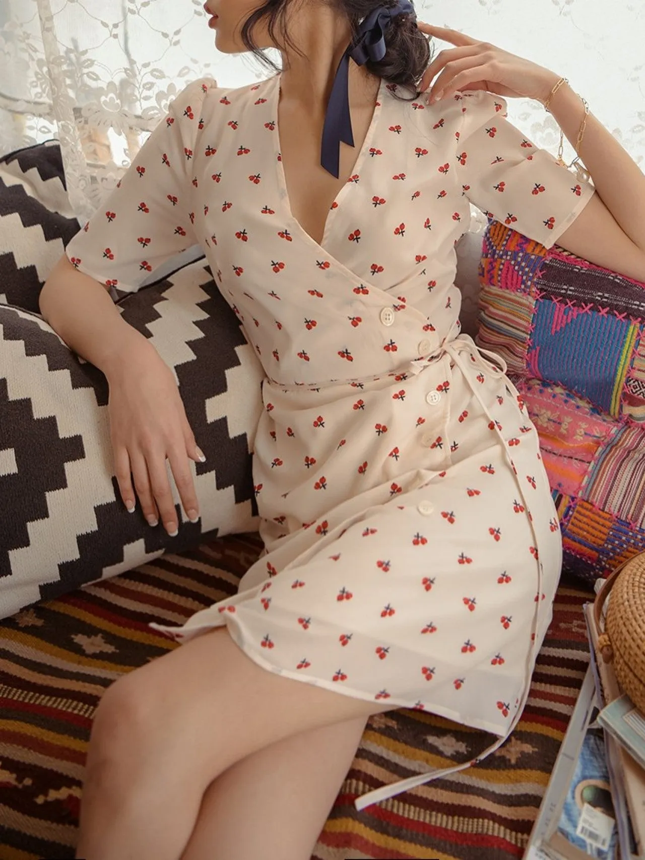 SHORT SLEEVE GAVIN WRAP DRESS