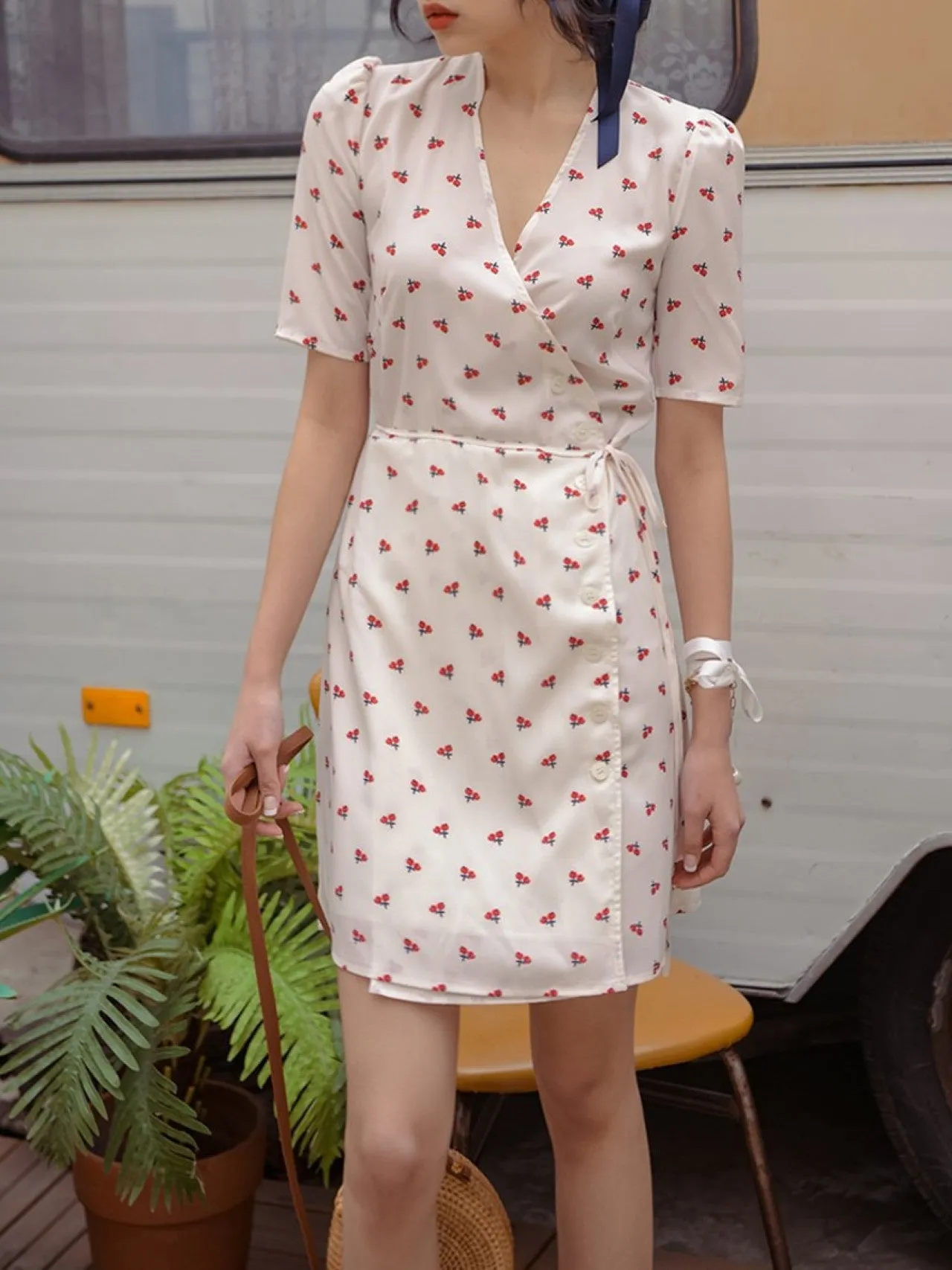 SHORT SLEEVE GAVIN WRAP DRESS