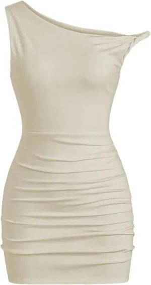 SOLY HUX Women's Summer Mini Dresses Off The Shoulder Ruched Bodycon Graduation Dress Sexy Going Out Party Club Outfits