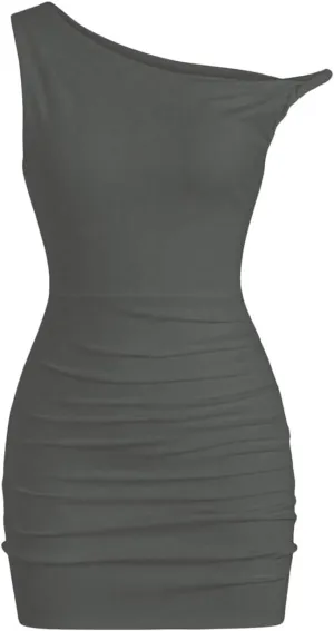 SOLY HUX Women's Summer Mini Dresses Off The Shoulder Ruched Bodycon Graduation Dress Sexy Going Out Party Club Outfits