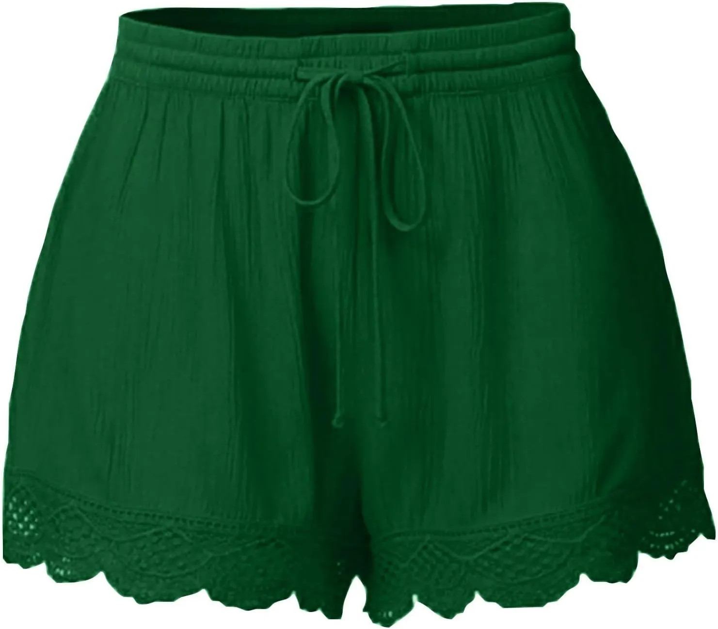 Women Floral Lace Trim Shorts Casual Summer Shorts Plus Size High Waist Drawstring Dressy Shorts Trendy Beach Clothes