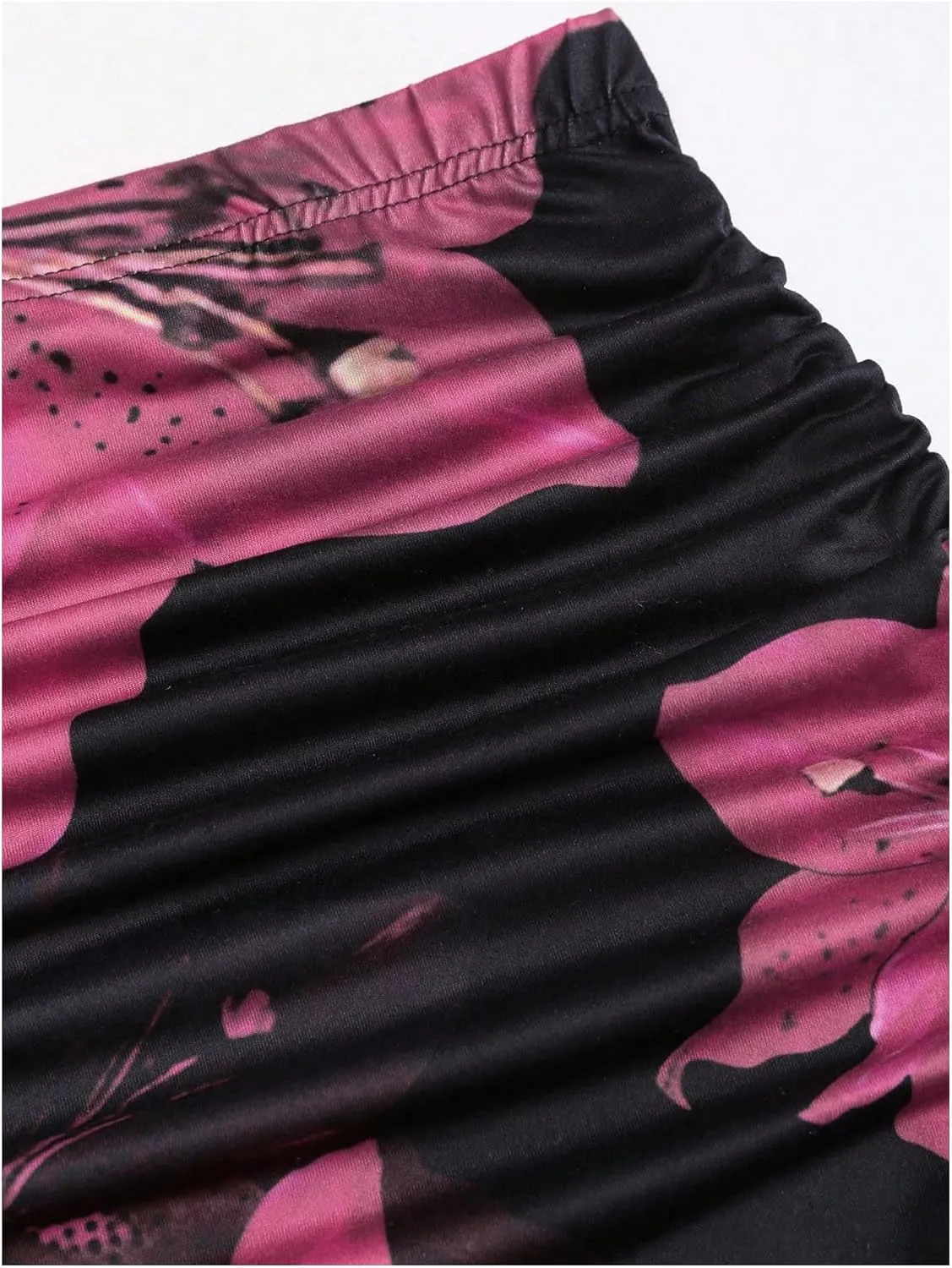 Women's Floral Print Maxi Skirt Ruffle Hem Ruched Fishtail Bodycon Long Skirts Vacation Going Out Outfits