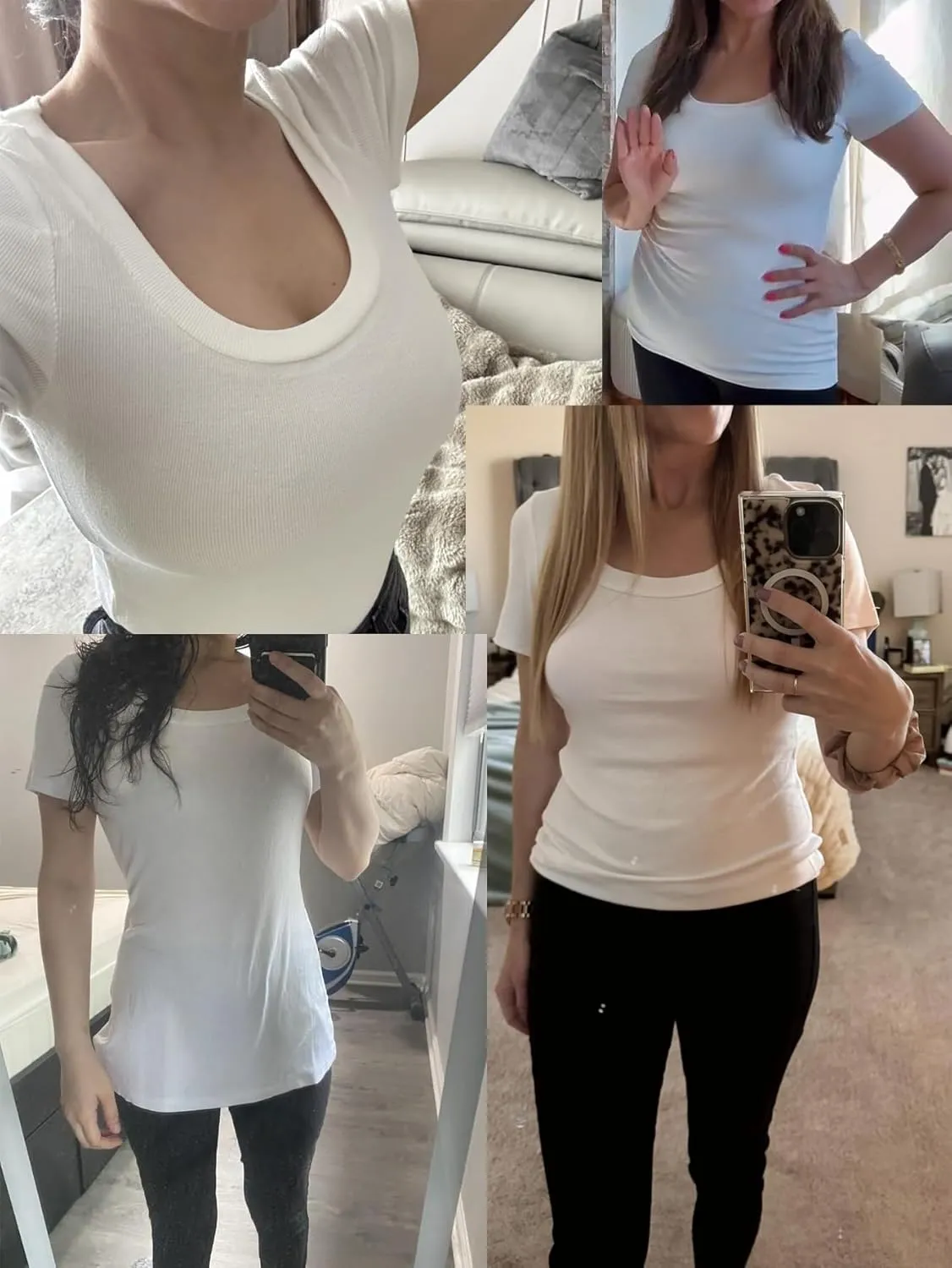 Womens Summer Short Sleeve Tops Scoop Neck Ribbed Knit Basic Tee Casual Shirts Slim Fitted 2025 Trendy Outfits